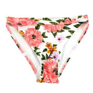 Sunn Lab Swim Bikini Bottom Floral High Waist Pink White Size S